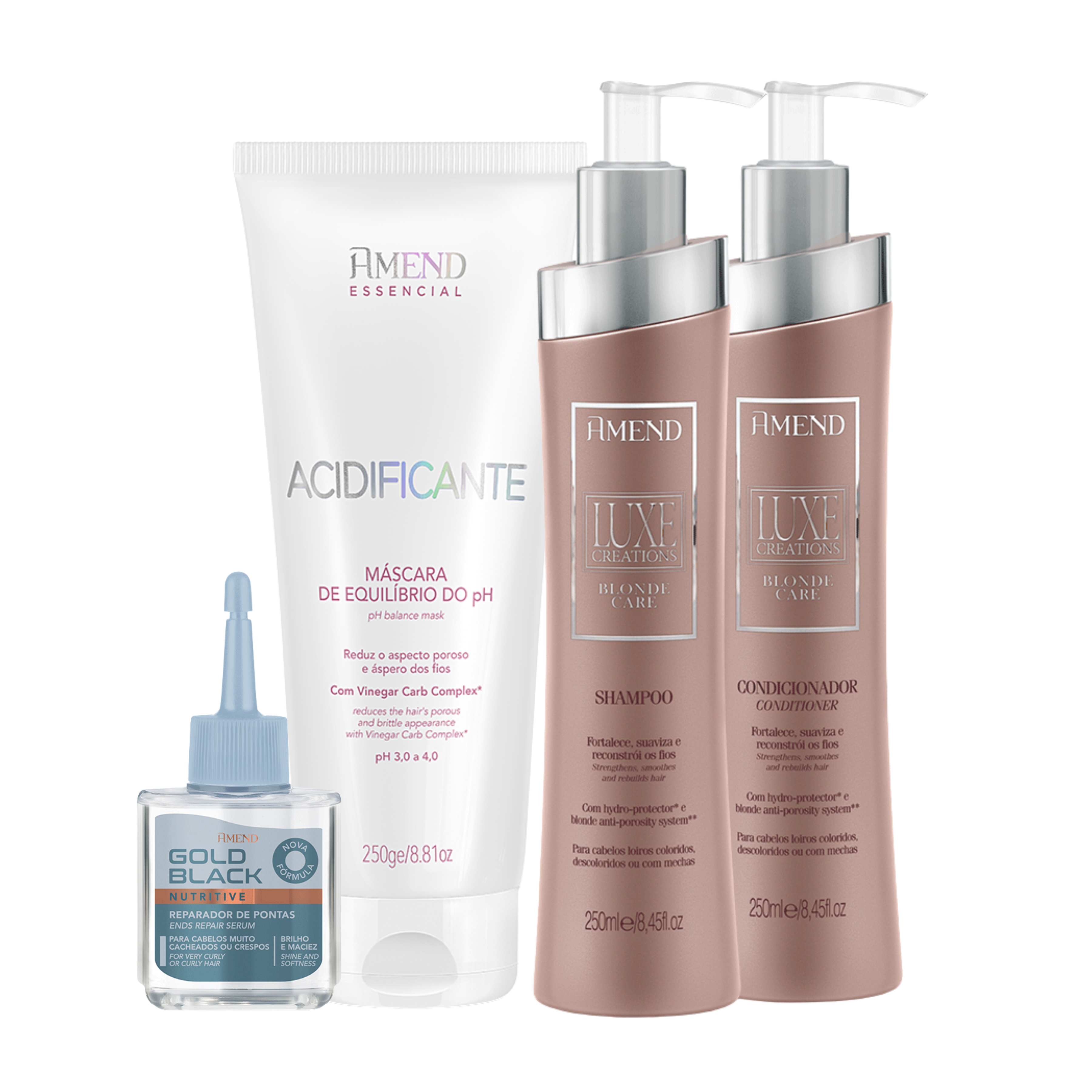 Kit Acidificante,Óleo Gold Black e Luxe Blonde | 4 produtos